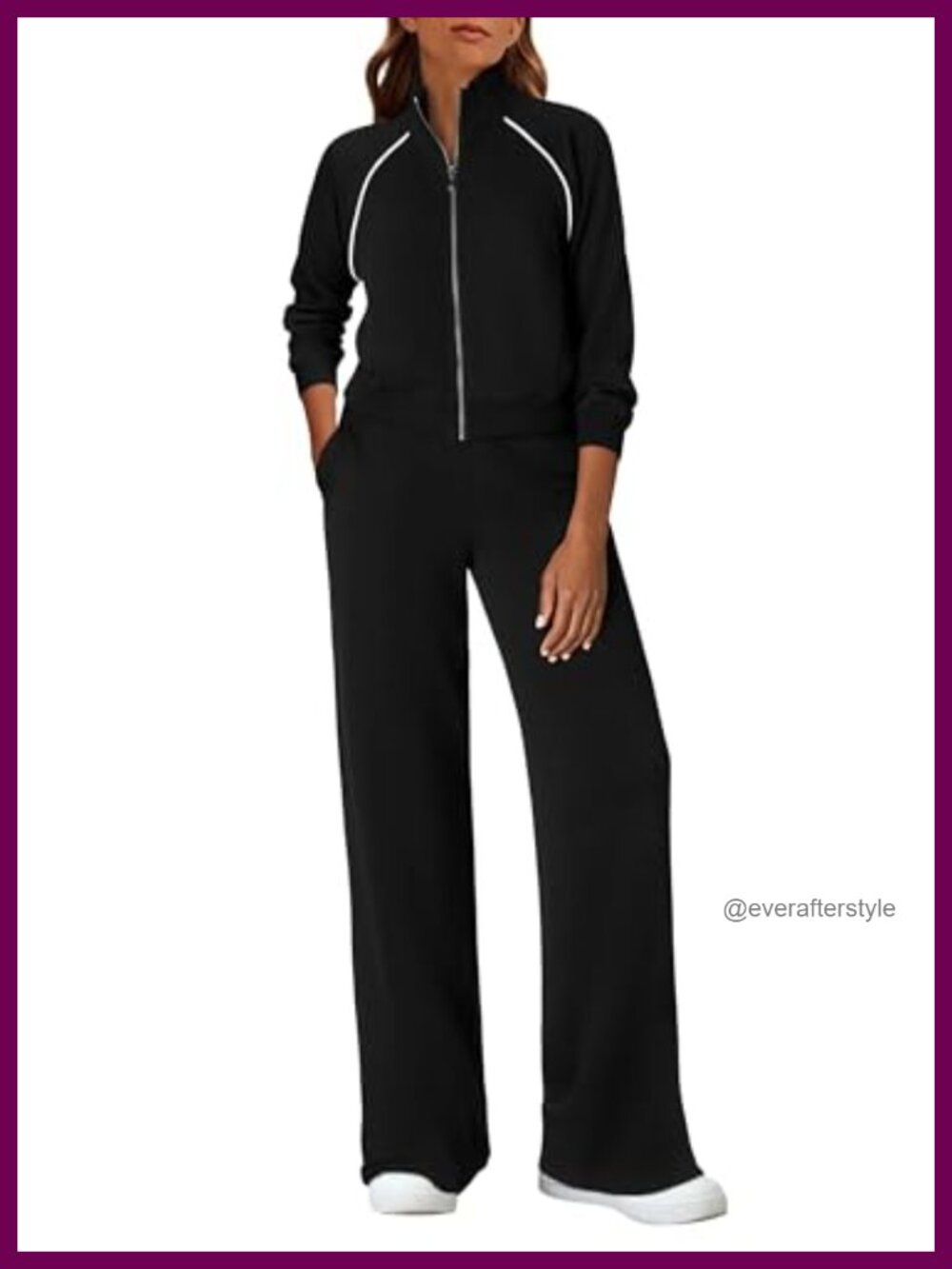 PRETTYGARDEN Women's 2 Piece Lounge Set Full Zip Sweatshirt Wide Leg Pants